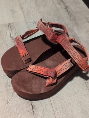 Teva Orange and Brown Patterned Strap Sandals